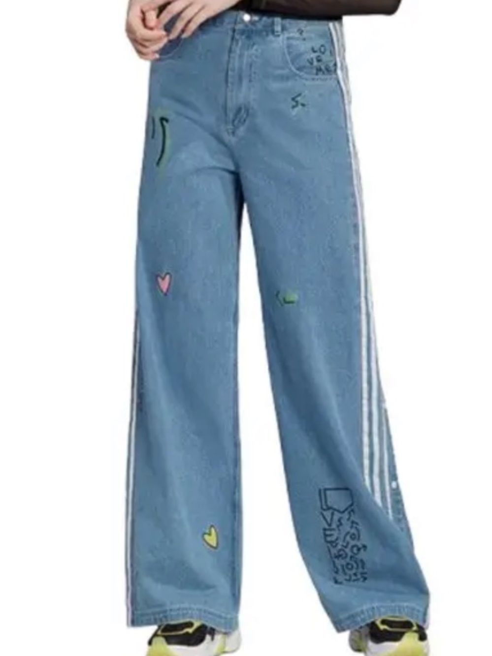 Adidas Fiorucci X Wide Leg Denim Track Pants Size S
